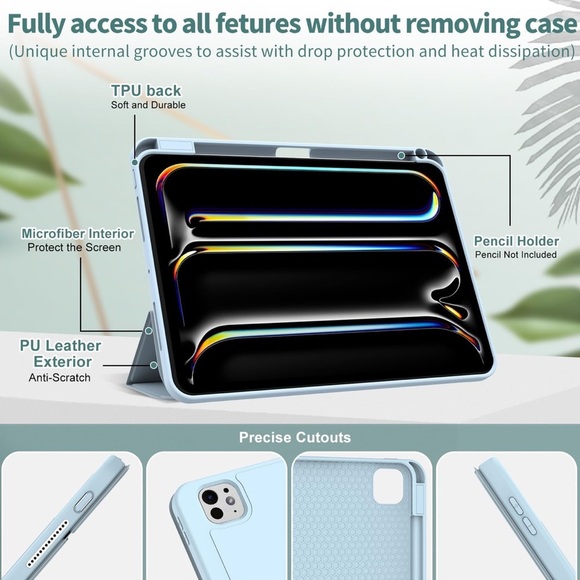 ✨BNWT - Apple iPad Pro 11” Case 2024 (M4, 5th Gen) Pencil Holder - Light Blue✨ - Picture 6 of 8